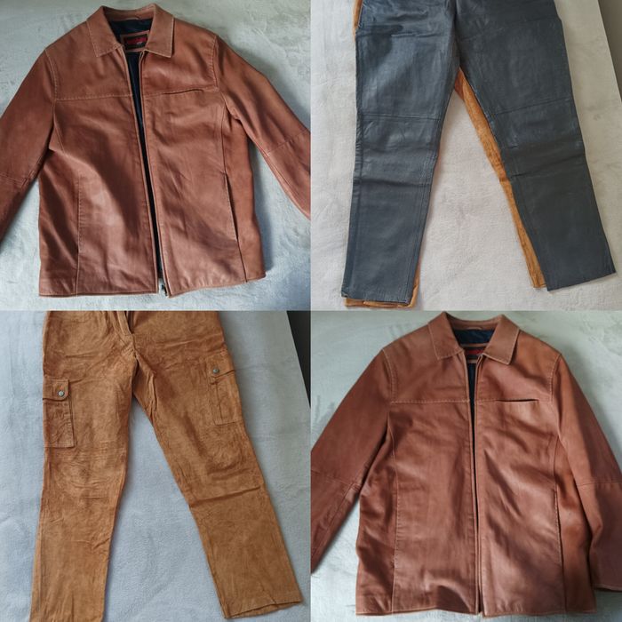 Мужская кожаная куртка брюки