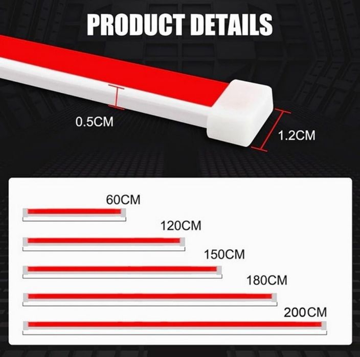 Światła dzienne pod maskę 180cm DRL LED 12V