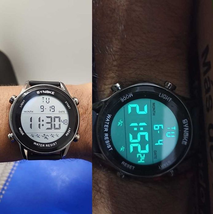 Nowy zegarek sporotwy Synoke elektroniczny stoper budzik datownik WR50