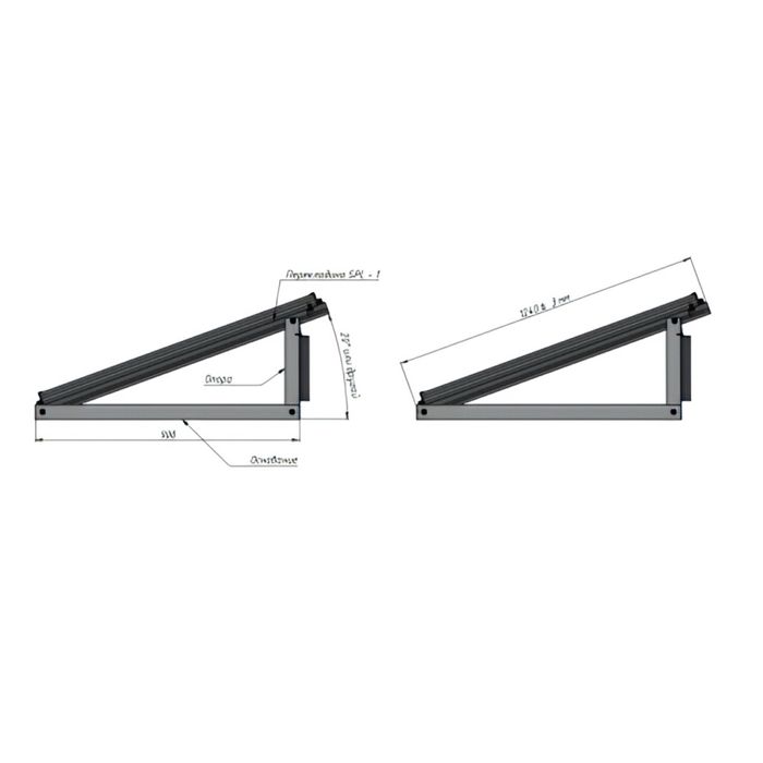 Кріплення для сонячних панелей зі зміненим кутом нахилу для 3 панелей