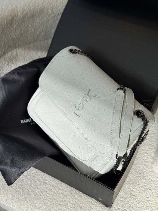 Сумка ysl лоран  saint laurent сумочка бренд біла чорна белая черная