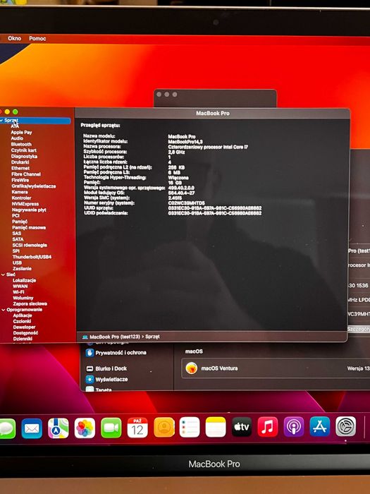 MacBook Pro 15″ z 2016 roku Model: A1707 w kolorze Space Gray