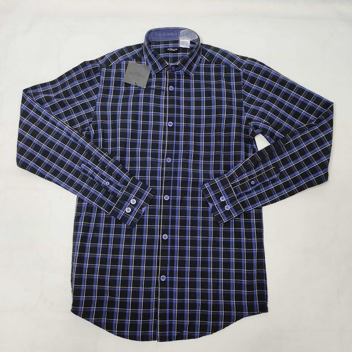 Koszula męska bawełniana z długim rękawem w kratę XS 35/36 MK0035