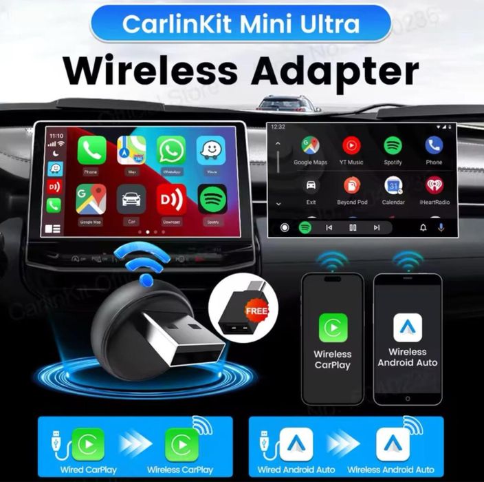 Безпровідний адаптер Carlinkit Mini Ultra 3 адаптер carplay android auto карплей андроід авто