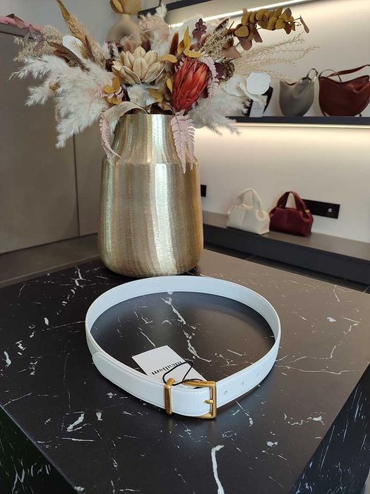 Ремінь Miu Miu Leather Belt White/Antique Gold
