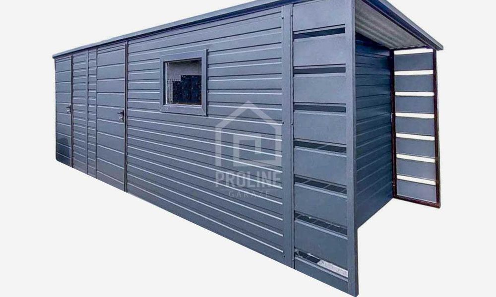 Schowek Domek Ogrodowy 5x2m +Wiata 0,5m 2x Drzwi Okno dach spad PLG158