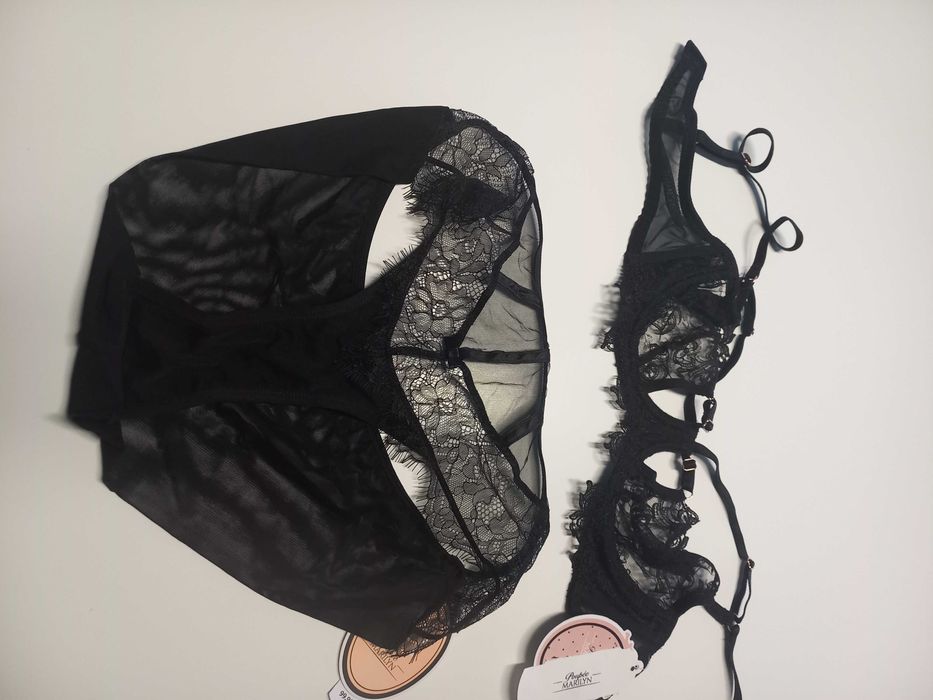 Komplet bielizny biustonosz figi Poupee Marlin 75 B czarny