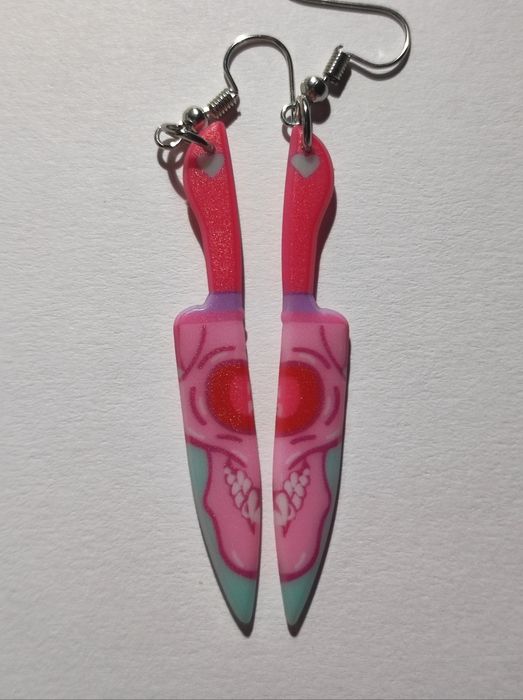 Kolczyki noże różowe