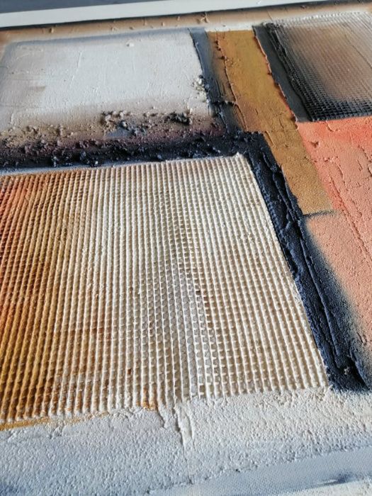 Quadro pintura a óleo com relevos abstrato