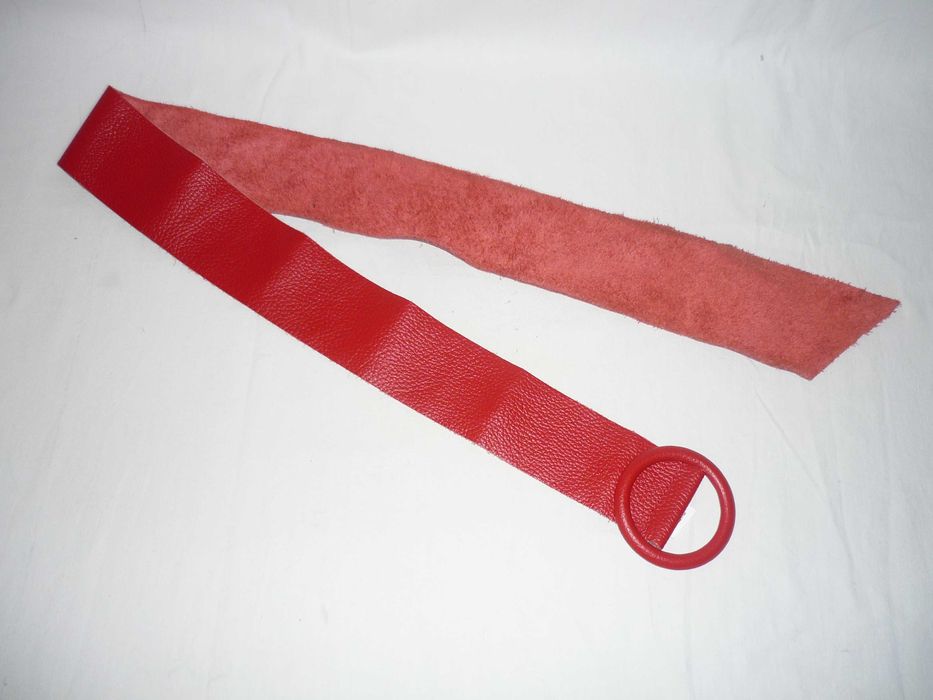 Made in Italy Genuine Leather червоний шкіряний м'який пояс кушак