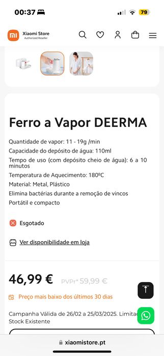 Ferro de engomar 2 em 1 Xiaomi Deerma