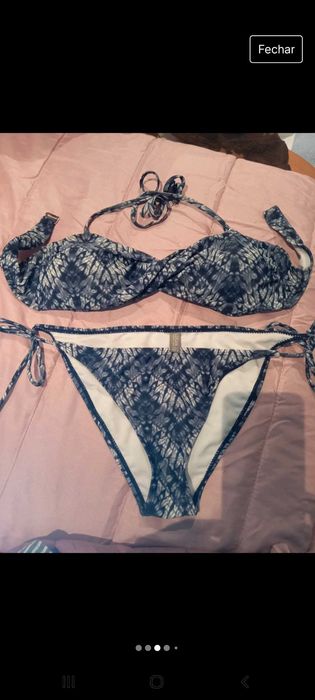 Bikini em tons de azul escuro, azul claro e branco - L - Losan