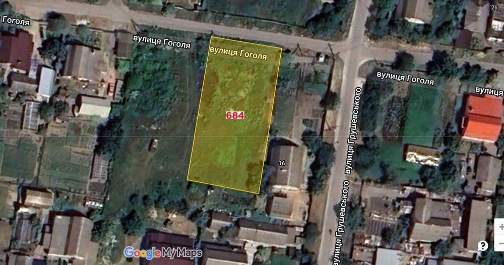 Гора ділянка 12 соток вул Гоголя - чудове розташування!