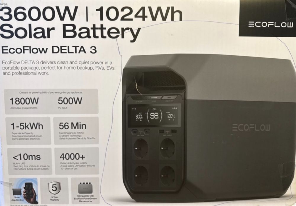 EcoFlow DELTA 3 портативна електростанція 1024Wh 3600W