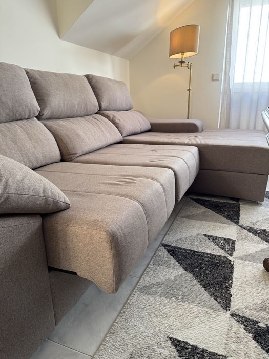 Sofá c/ chaise longue Bege