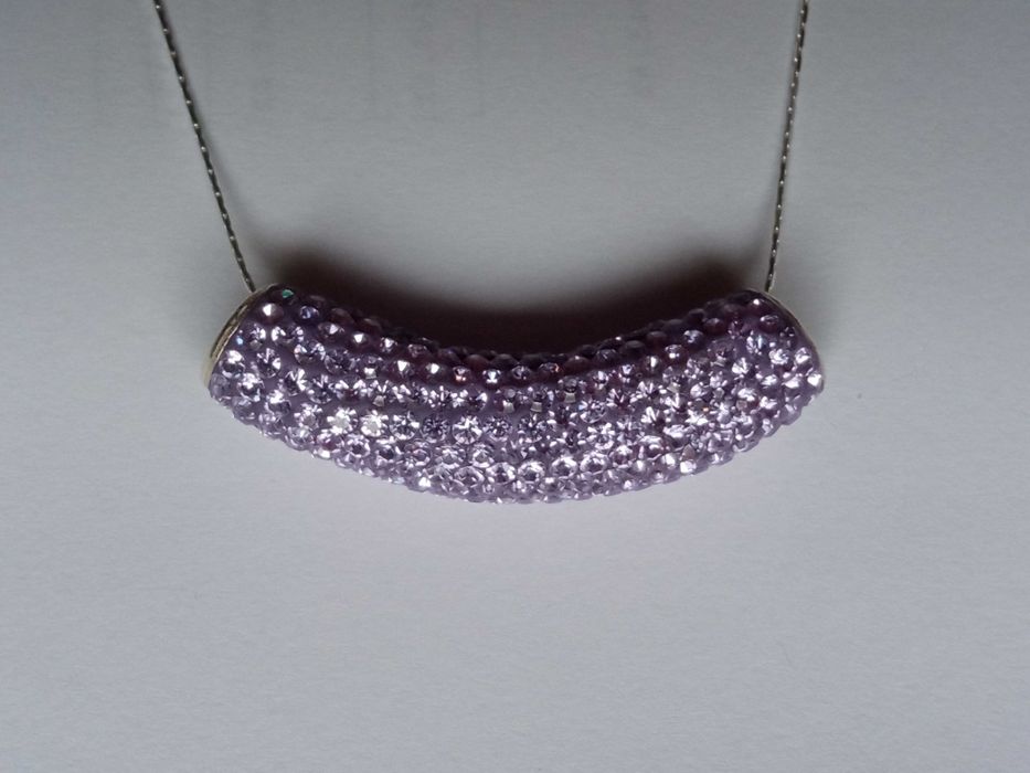 Wisiorek Tunel Rurka z cyrkoniami  Zawieszka z kryształkami S925