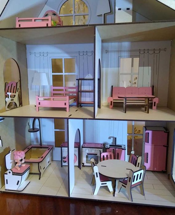 Будиночок ляльок для лол Меблі дівчинці ліфт рухомий Будинок ляльковий