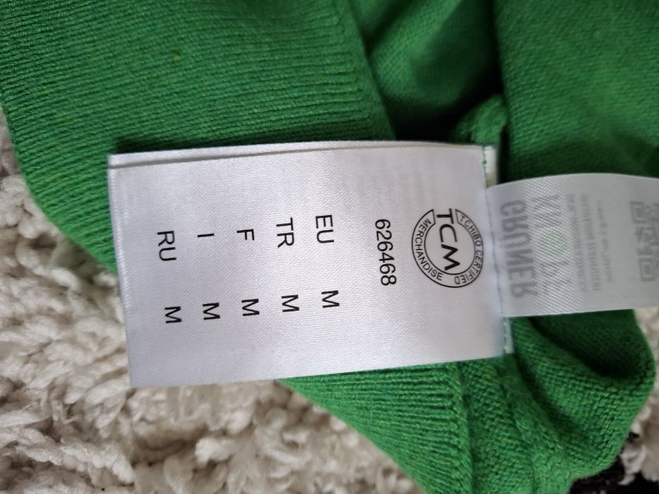 Zielony bawełniany sweter  męski Tchibo essentials  r.M