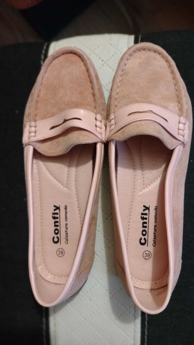 Mokasyny zamszowe kolor pudrowy róż rozmiar 39