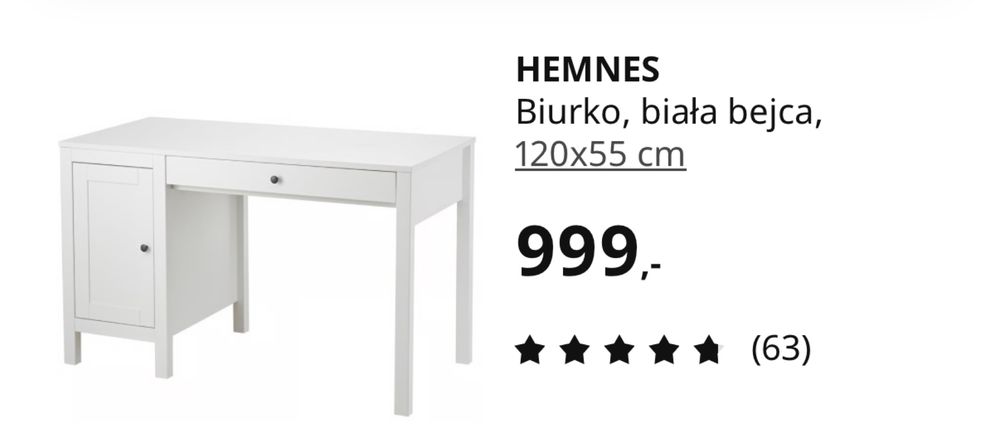 Biurko HEMNES Ikea