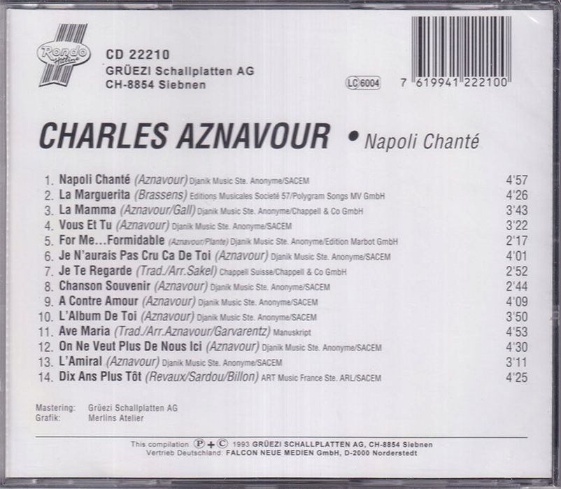 Charles Aznavour - Napoli Chante - CD