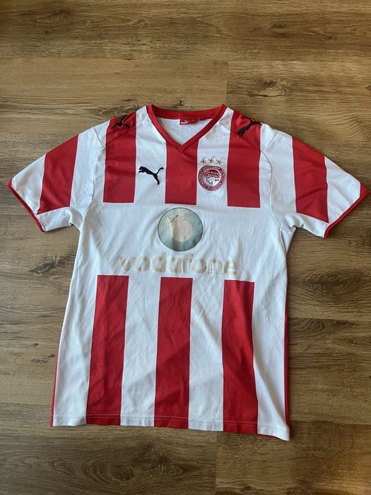 Biało czerwona koszulka piłkarska olympiakos vintage
