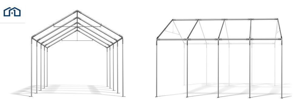 5x8x2m Namiot do Ogrodu szary Namiot Magazynowy Hala Namiotowa DAS