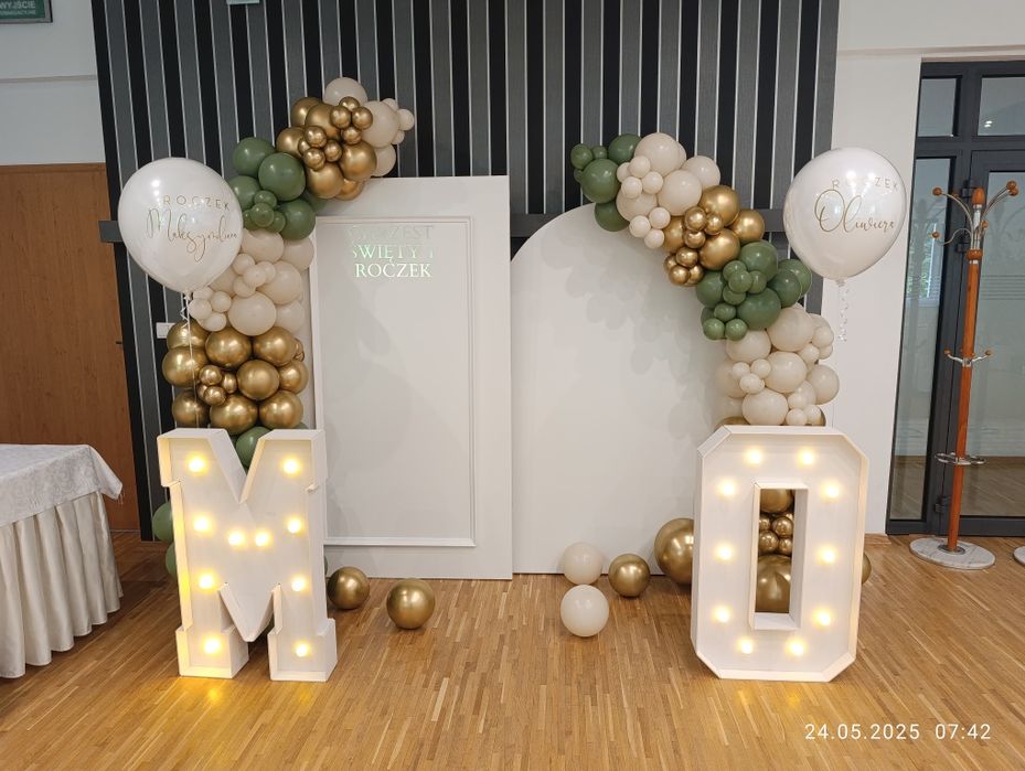 Ścianka balonowa do zdjęć komunia chrzest cekiny 18 neon 30 cekiny 40
