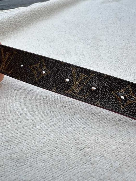 Oryginalny Pasek Louis Vuitton LV Monogram dwustronny brązowo-różowy