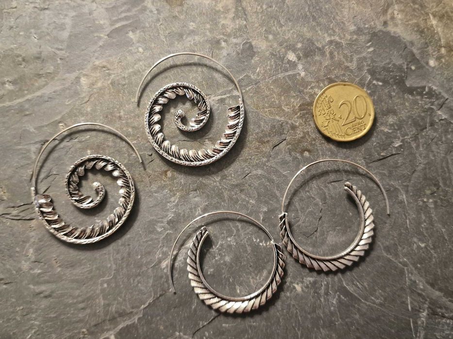 Par Piercings brincos argolas espirais em aço inoxidável