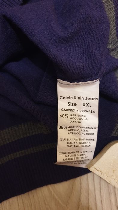 Wełniany sweter męski Calvin Klein M/L fioletowy