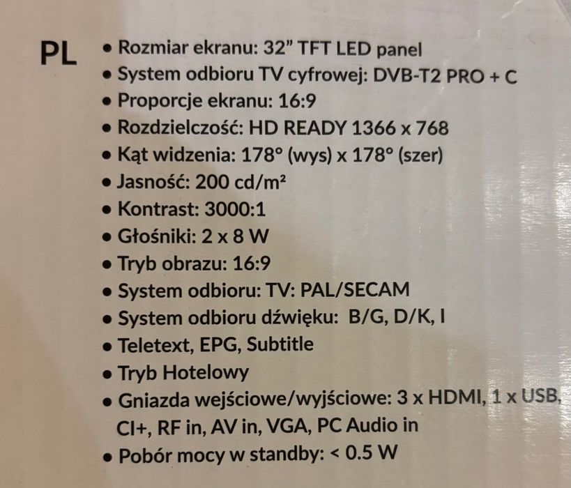 Telewizor skymaster 32”