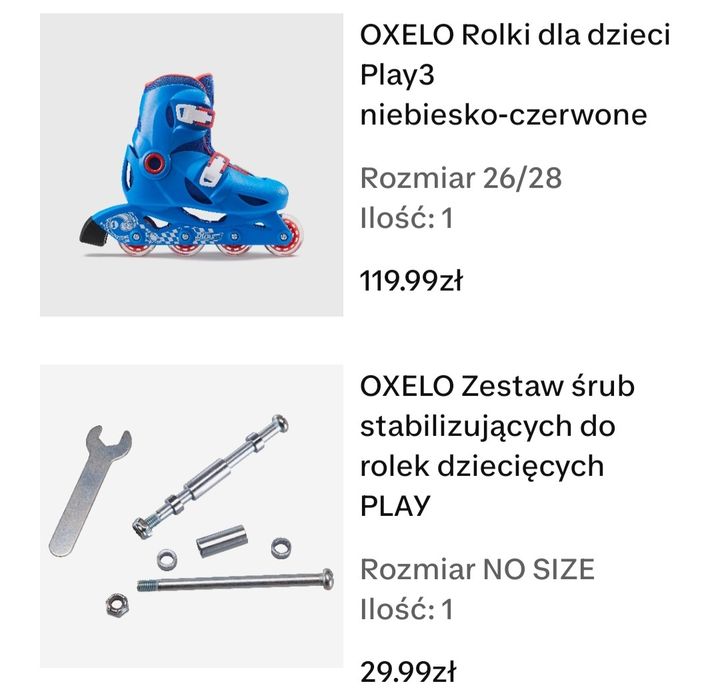 OXELO rolki dla dzieci play 3 niebiesko - czerwone rozmiar 26-28 z zestawem śrub stabilizuących do rolek dziecięcych play