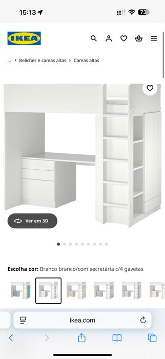 Cama alta + colchao ikea SMÄSTAD
