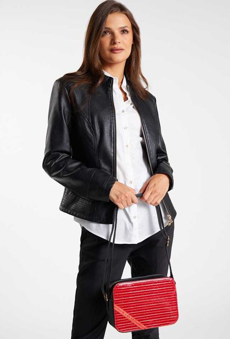 Torebka Monnari 1740 czarna z czerwonym M05 a'la kuferek