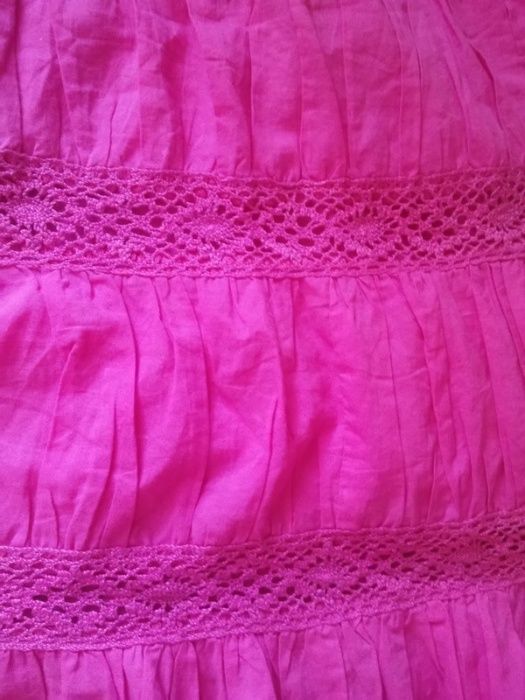 Różowa, długa zwiewna spódnica bon prix, boho