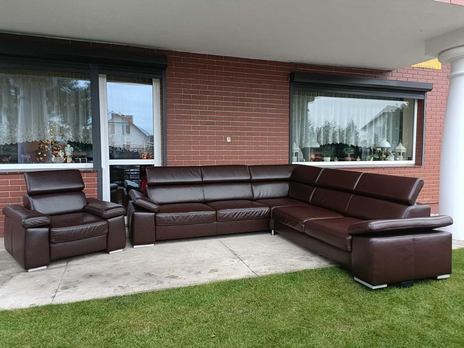 Sprzedam narożnik ze skory -Skóra -skórzany –skórzana -skórzane