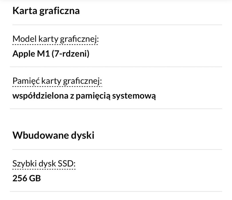 Apple MacBook Air M1 8GB RAM 256 GB Gwiezdna Szarość