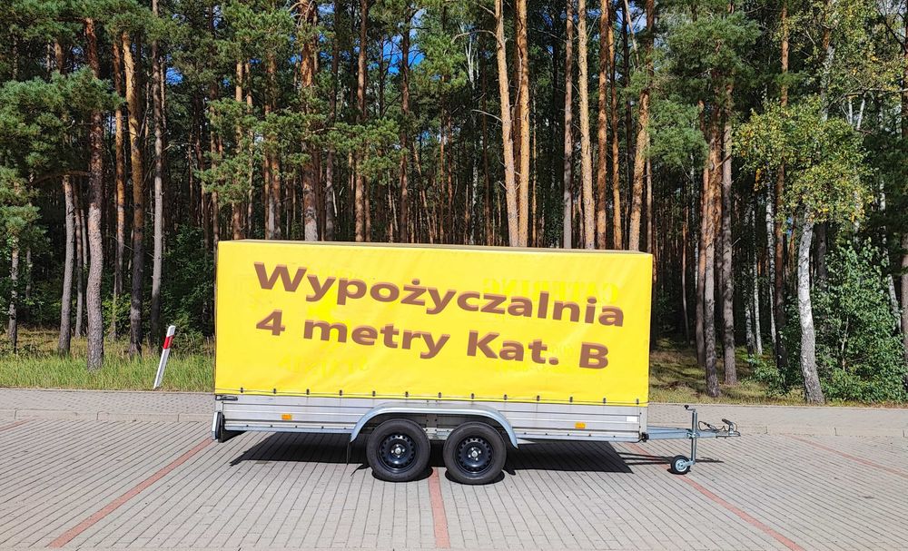 Przyczepka wynajem wypożyczenie przyczepa wypożyczalnia przyczep 4 metry  kat. B najem długa 4m