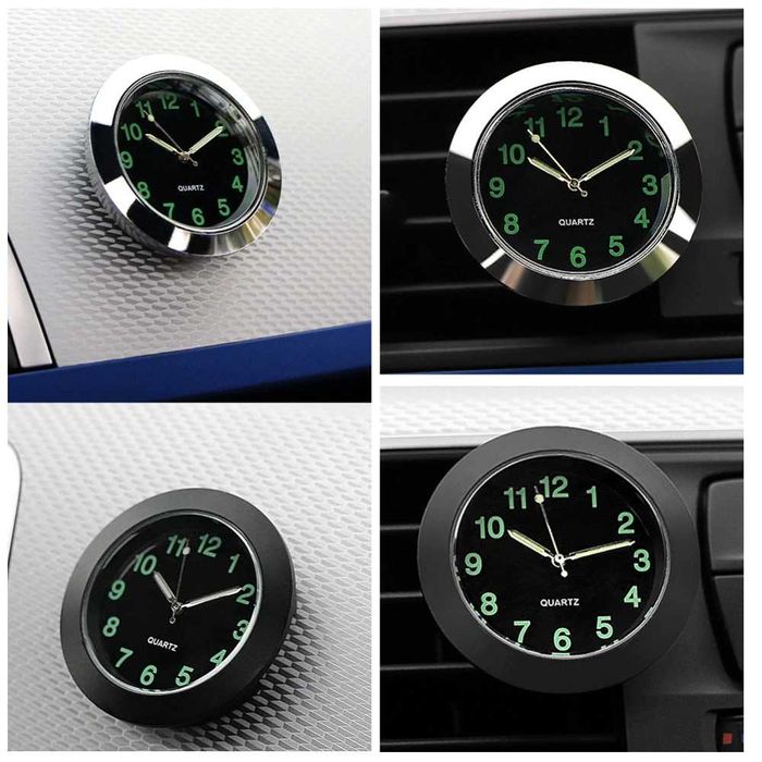 Автомобильные люминесцентные часы на клейкой основе и клипсе в машину