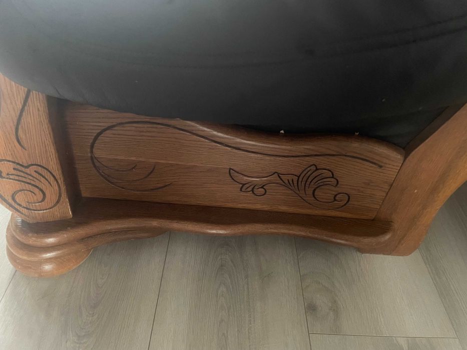 Kanapa narożnik skórzany, drewno dębowe- stelaż Rybnik