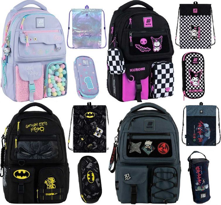 Рюкзак Kite Education teens 2587M Kuromi Hello Kitty Batman Aggretsuko
