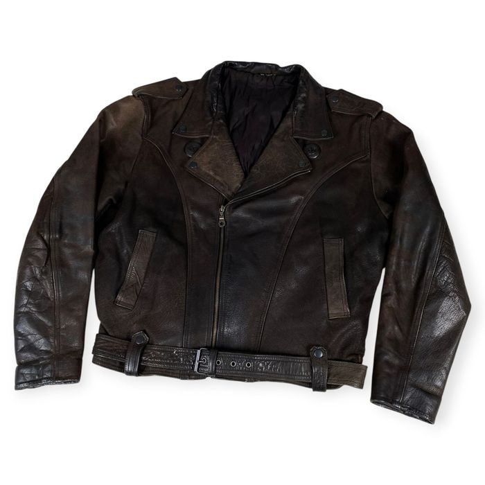 Męska skórzana kurtka ramoneska skóra brązowa L XL premium motocyklowa