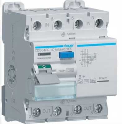 Wyłącznik różnicowy klasy B+ HAGER CDB640D