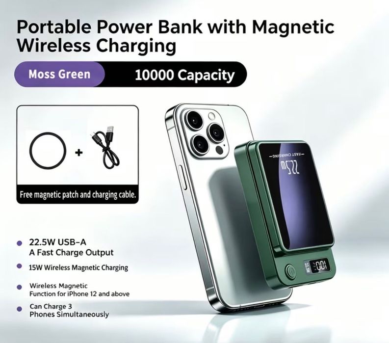 Павербанк 10000 мАг MagSafe швидка зарядка
