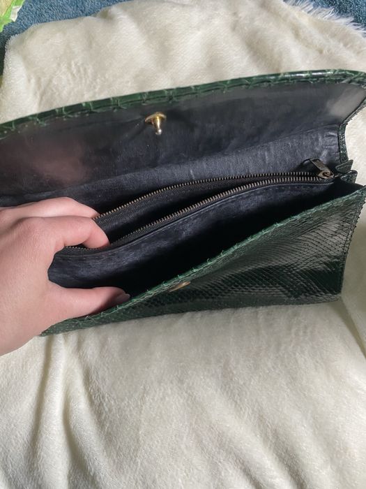 Зелена Сумка клатч шкіра зміі