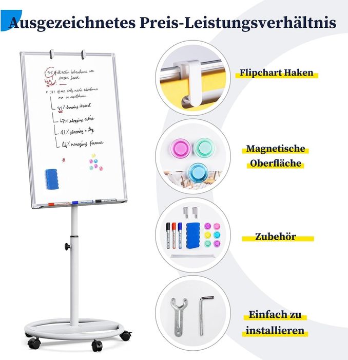 Flipchart Magnetyczny 60 X 90 CM Tablica na Kółkach