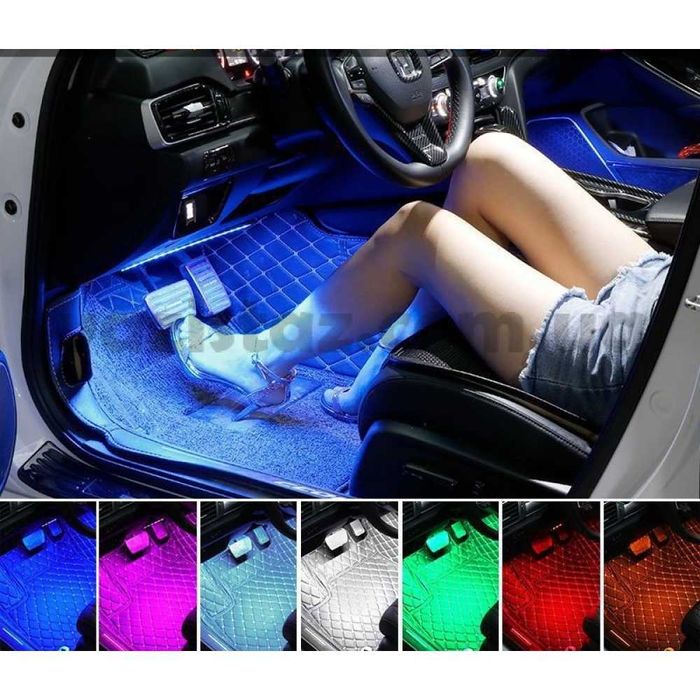 Светодиодная подсветка салона (ног) в авто RGB от USB / прикуривателя