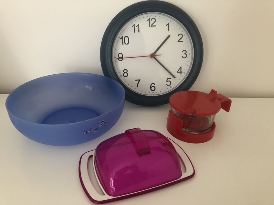 Zestaw do kuchni cukiernica maselniczka zegar Ikea miska misa
