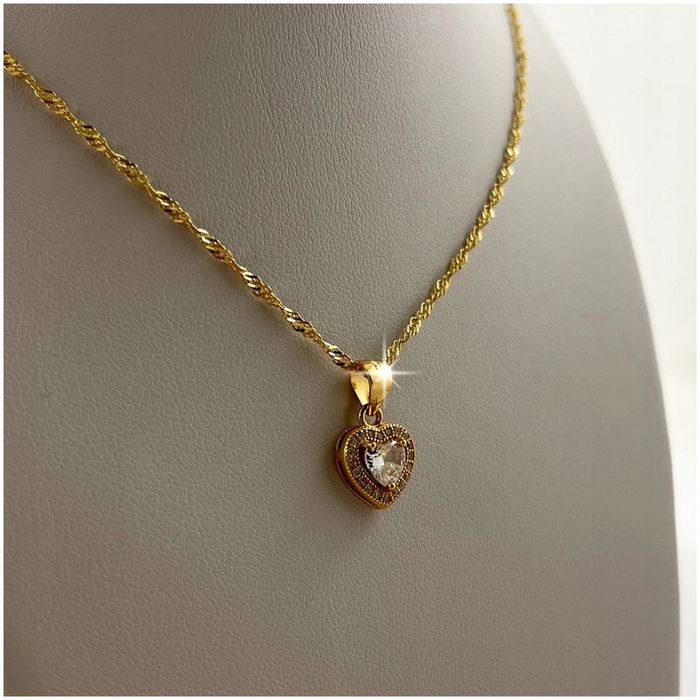 Złoty Naszyjnik Zawieszka Serduszko Celebrytka Serce 925 Róża Wieczna